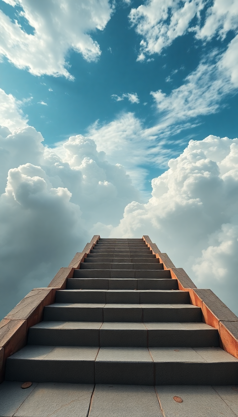 Stairs To Nowhere In Cloudy Digital art Wallpaper