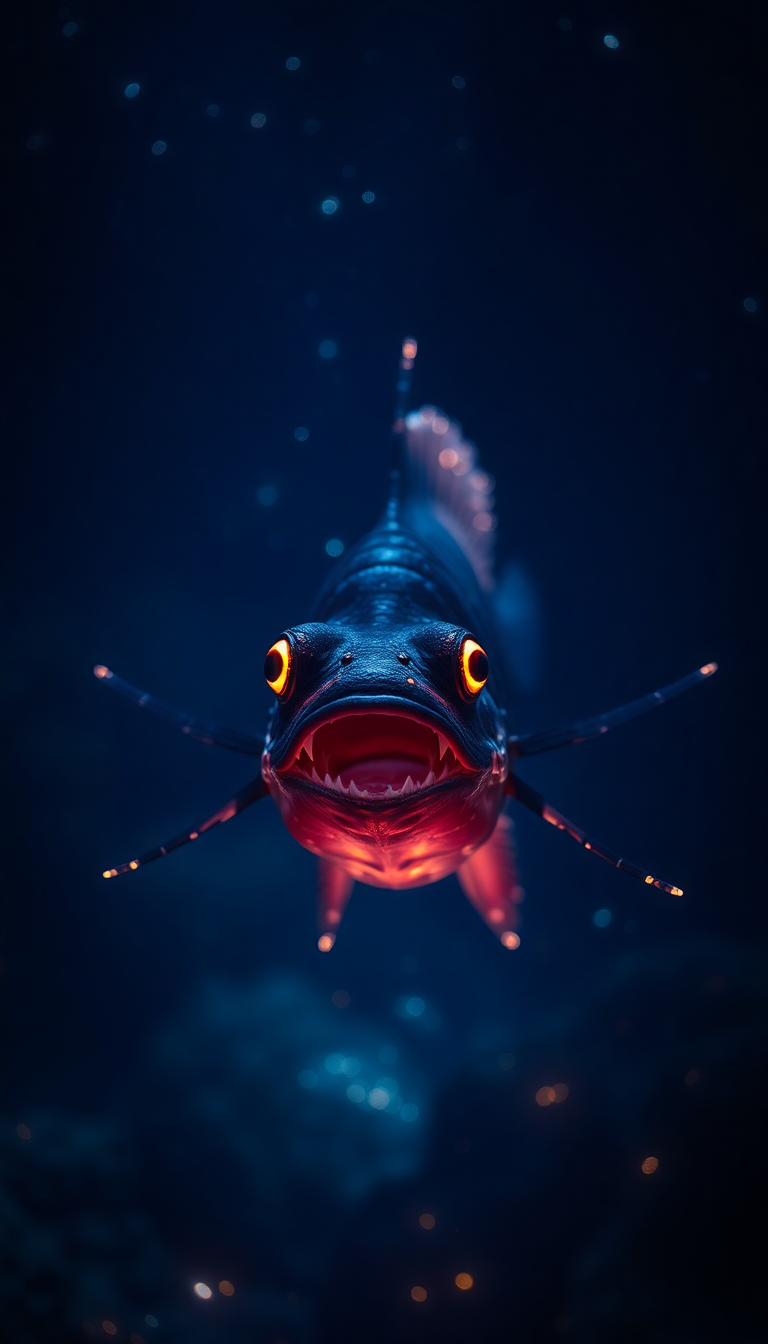 Deep Sea Anglerfish Bioluminescent Abyss Digital art Wallpaper