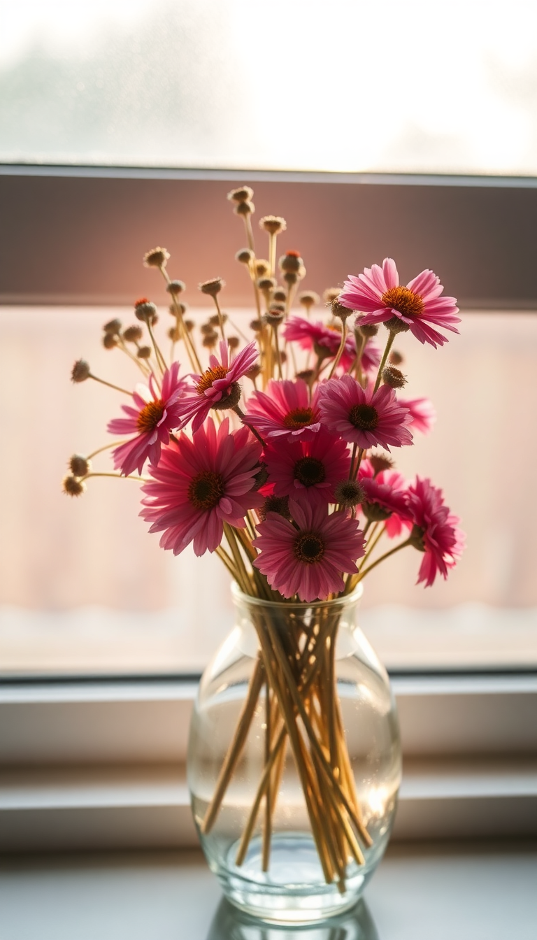 Dried Flowers In Glass Vase Aesthetic Wallpaper