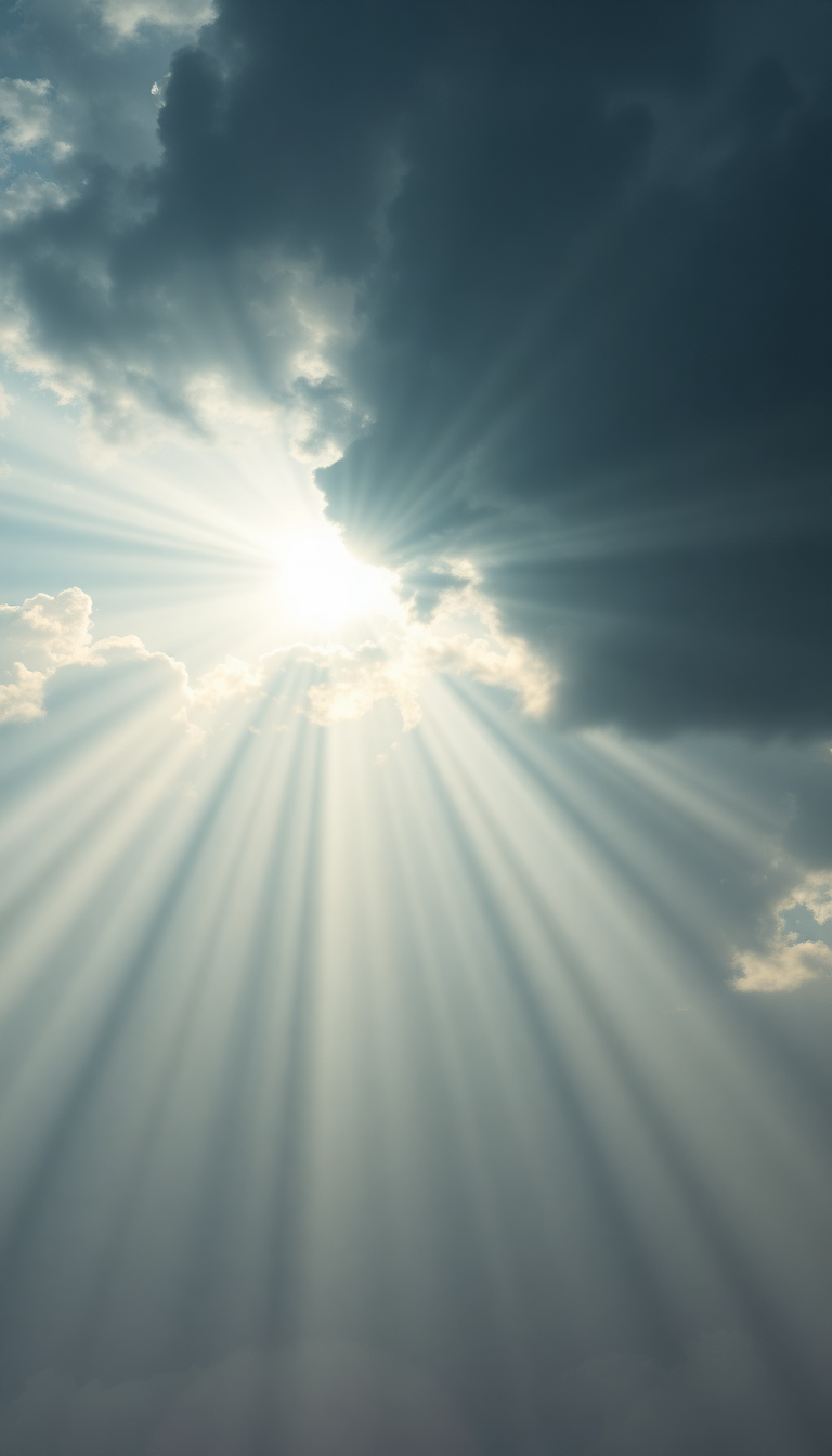 Sun Rays Through Storm Clouds Photorealistic Wallpaper