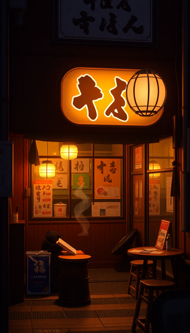 Cozy Ramen Shop At Night Anime Wallpaper
