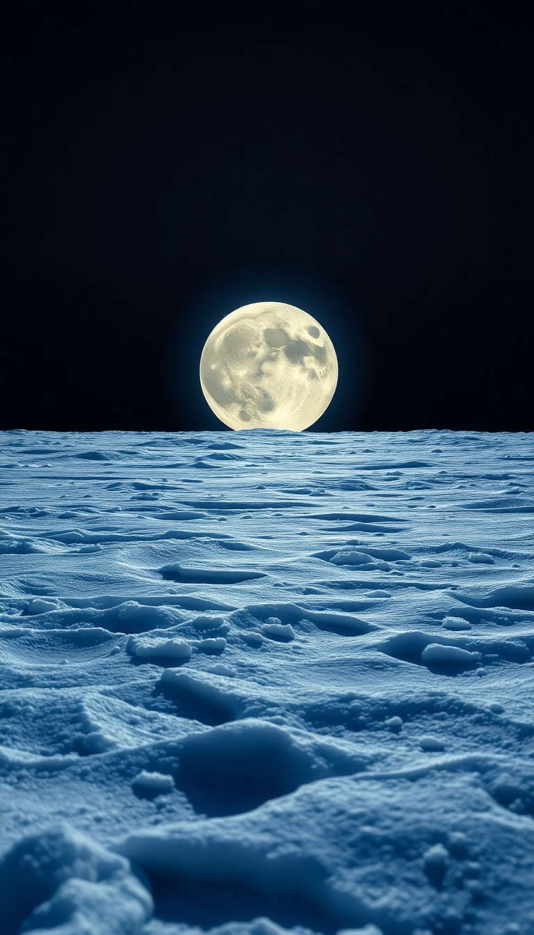 Frozen Moon Surface With Jupiter Photorealistic Wallpaper