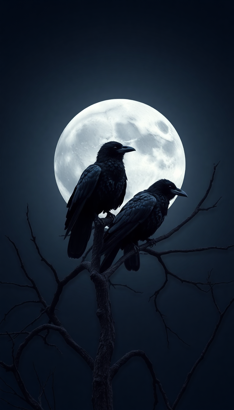 Ravens On Dead Tree Branches Digital art Wallpaper