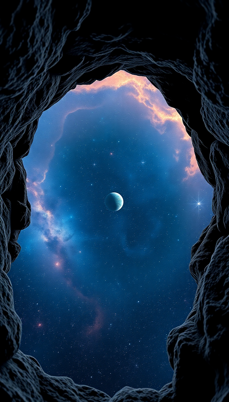 Keyhole View Showing Universe Stars Digital art Wallpaper