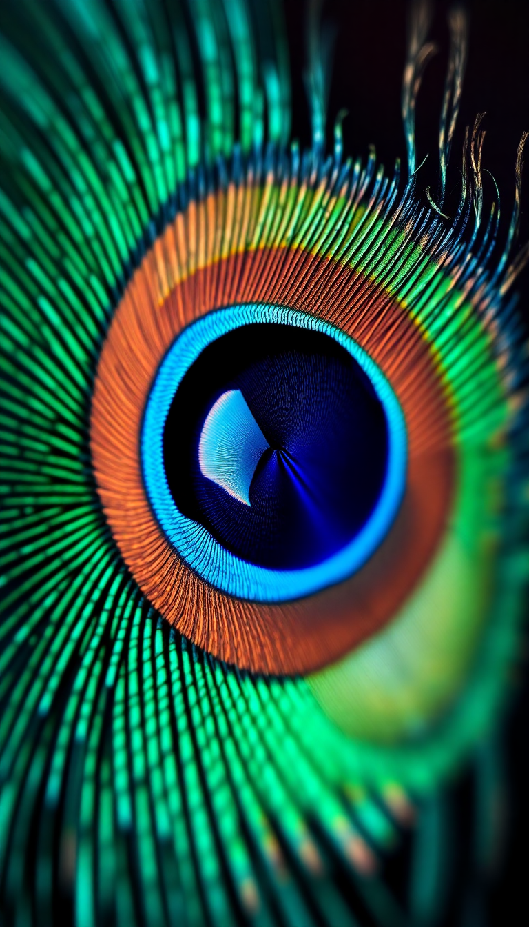Peacock Feather Macro Iridescent Eye Photorealistic Wallpaper