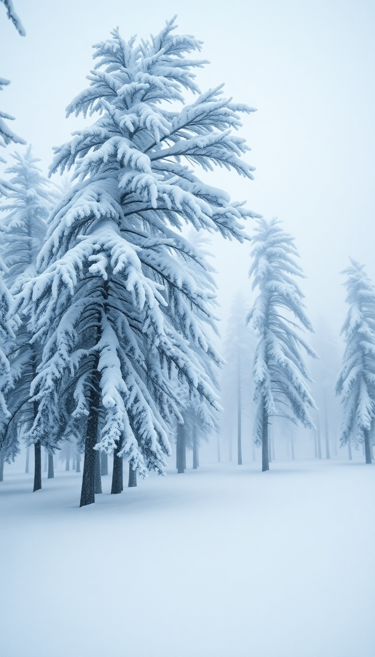 Blizzard Snow Wind Trees Bending Photorealistic Wallpaper