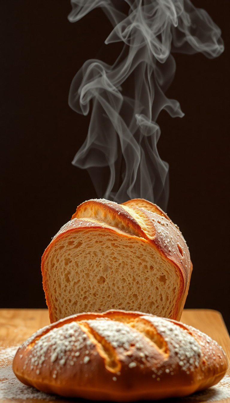 Bread Fresh Baked Steam Rising Photorealistic Wallpaper