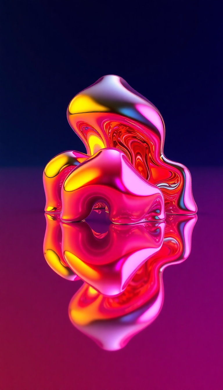 Liquid Chrome Morphing Shapes Reflective Digital art Wallpaper