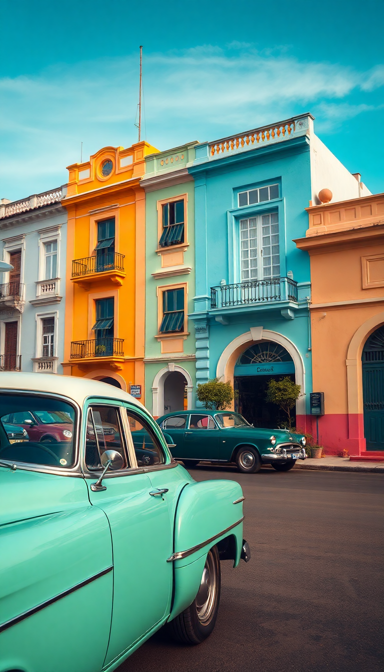 Old Havana Classic Cars Pastel Photorealistic Wallpaper