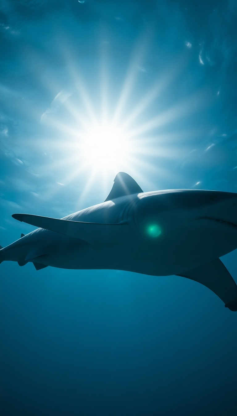 Shark Silhouette From Below Dramatic Photorealistic Wallpaper