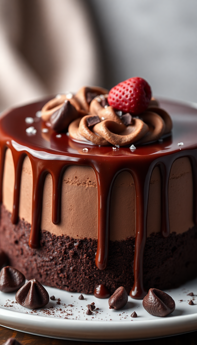 Chocolate Drip Cake Decadent Dessert Photorealistic Wallpaper