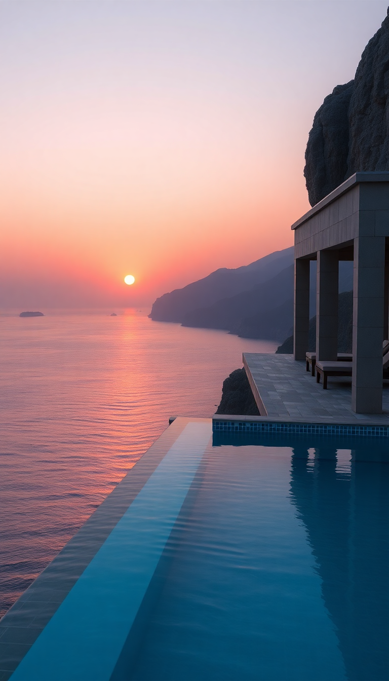Infinity Pool Edge Overlooking Ocean Photorealistic Wallpaper