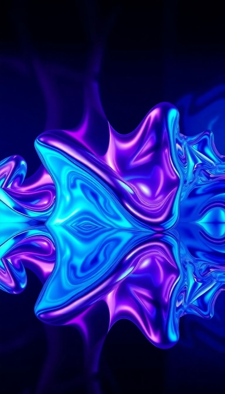 Liquid Chrome Morphing Shapes Reflective Digital art Wallpaper