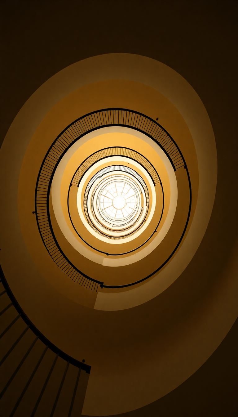 Spiral Staircase Looking Up Endless Photorealistic Wallpaper