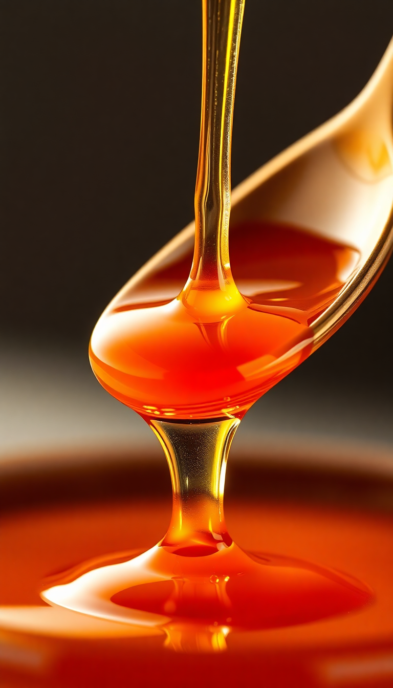 Honey Dripping From Spoon Golden Photorealistic Wallpaper