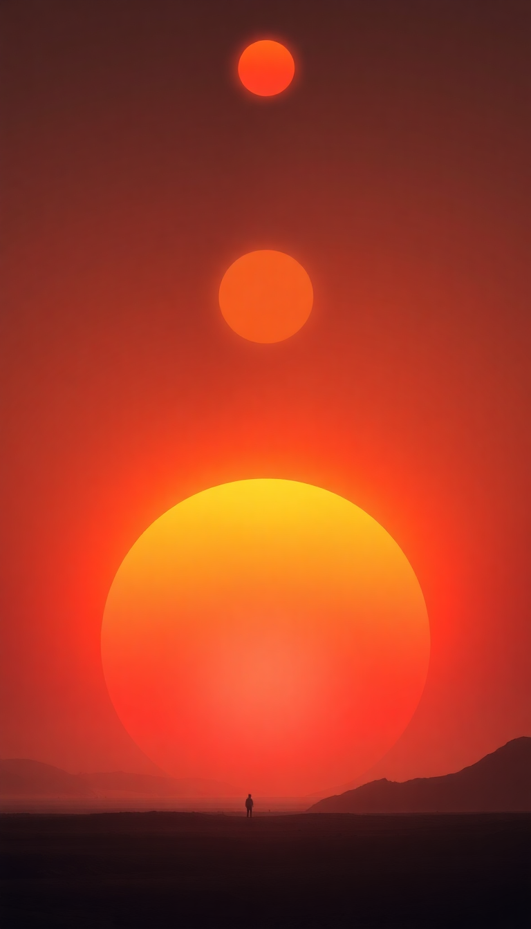 Alien Sunrise Three Suns Different Digital art Wallpaper