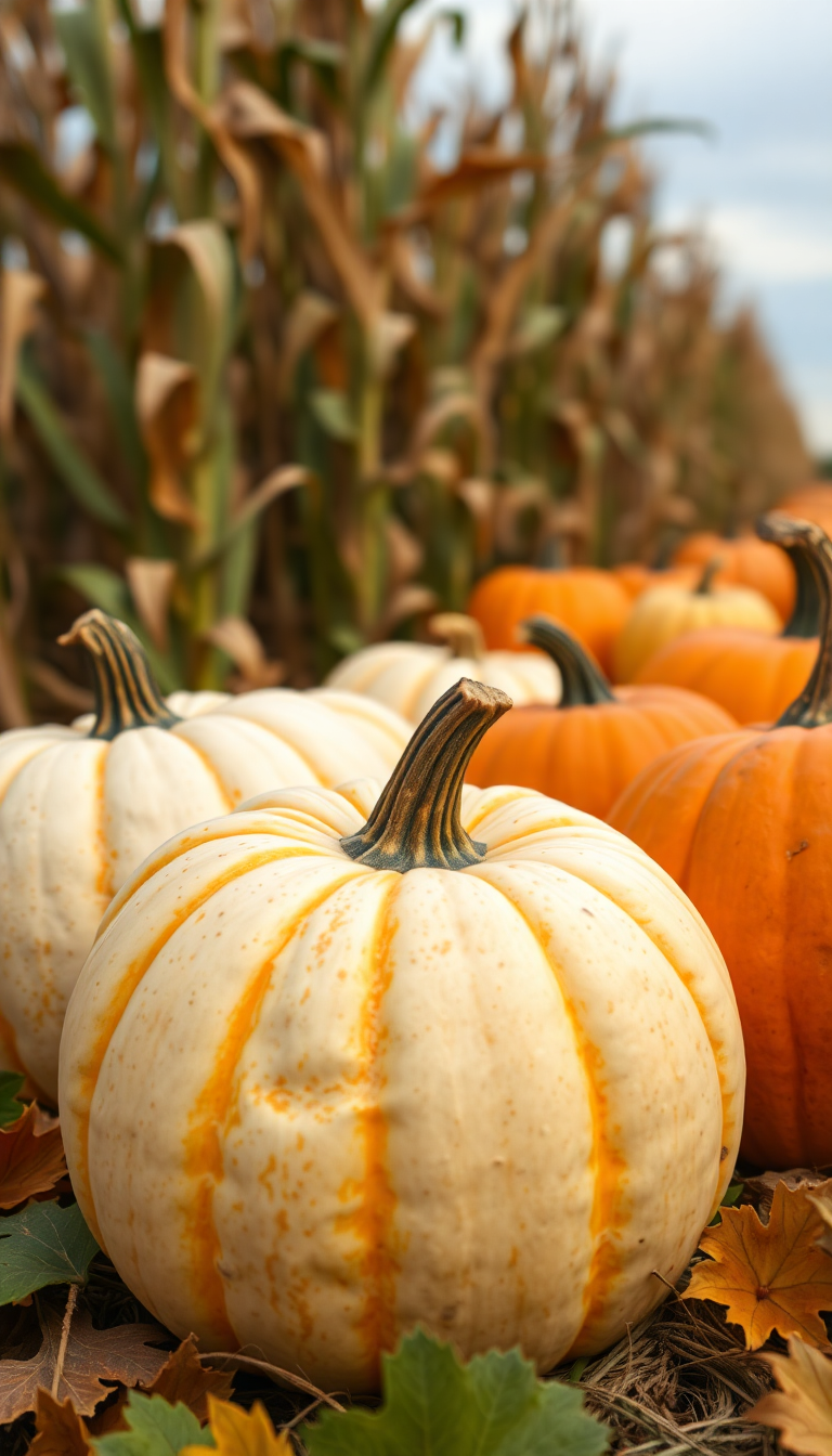 Autumn Harvest Pumpkins Corn Farm Photorealistic Wallpaper