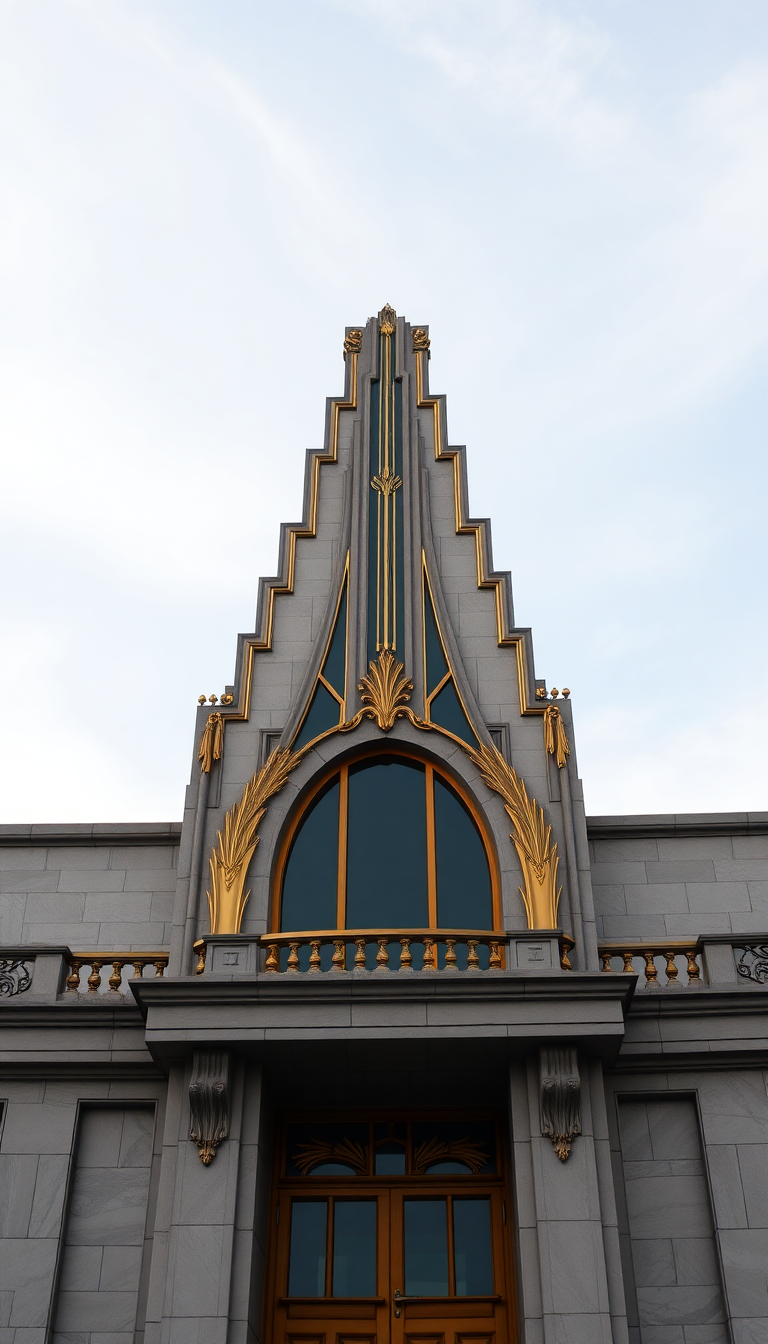 Art Deco Building Facade Geometric Photorealistic Wallpaper