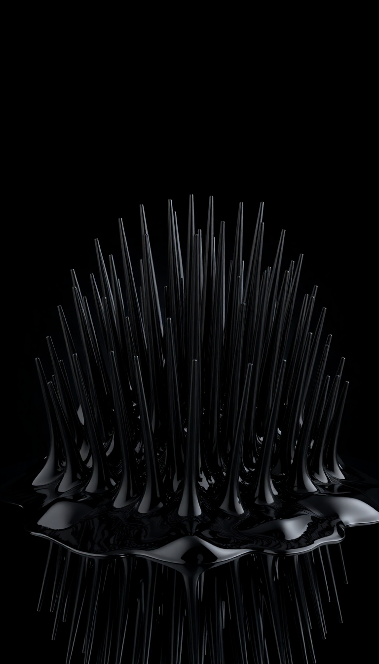 Ferrofluid Spikes Magnetic Sculpture Black Digital art Wallpaper