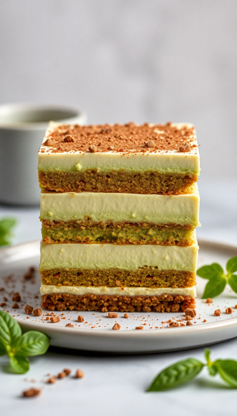 Matcha Tiramisu Layers Green Tea Photorealistic Wallpaper