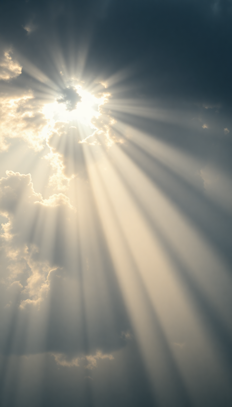Sun Rays Through Storm Clouds Photorealistic Wallpaper