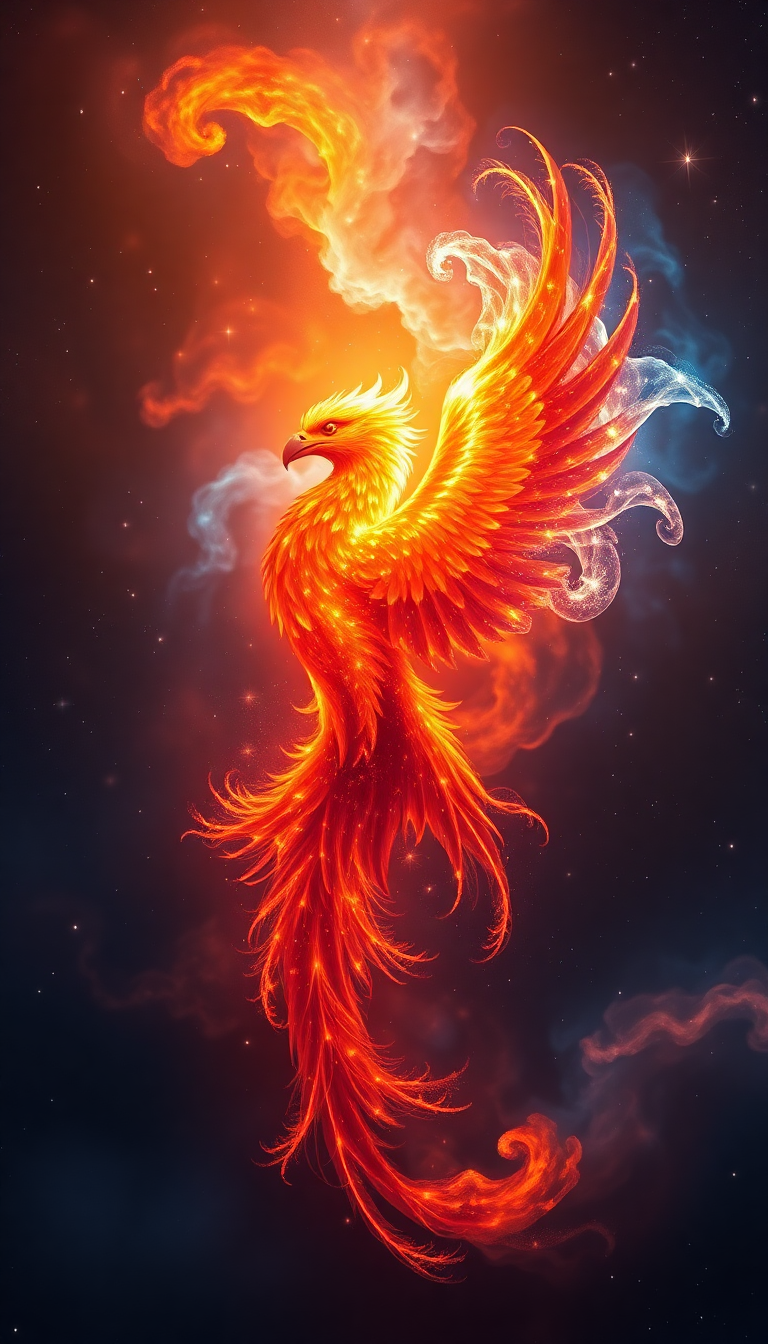 Nebula Shaped Like Phoenix Bird Digital art Wallpaper