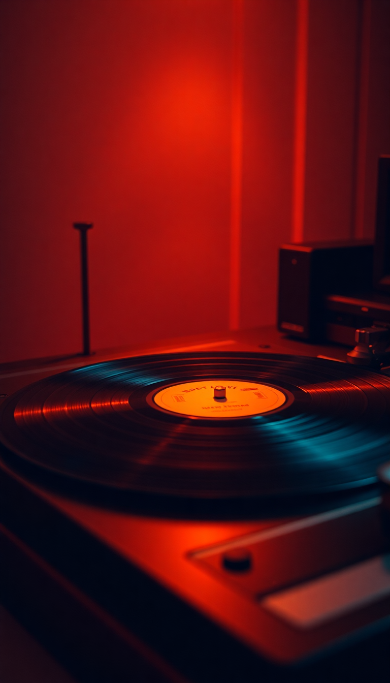 Vinyl Record Player Warm Lighting Photorealistic Wallpaper