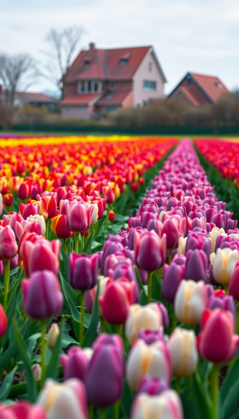 Nature Raw Tulip Field Rows Wallpaper
