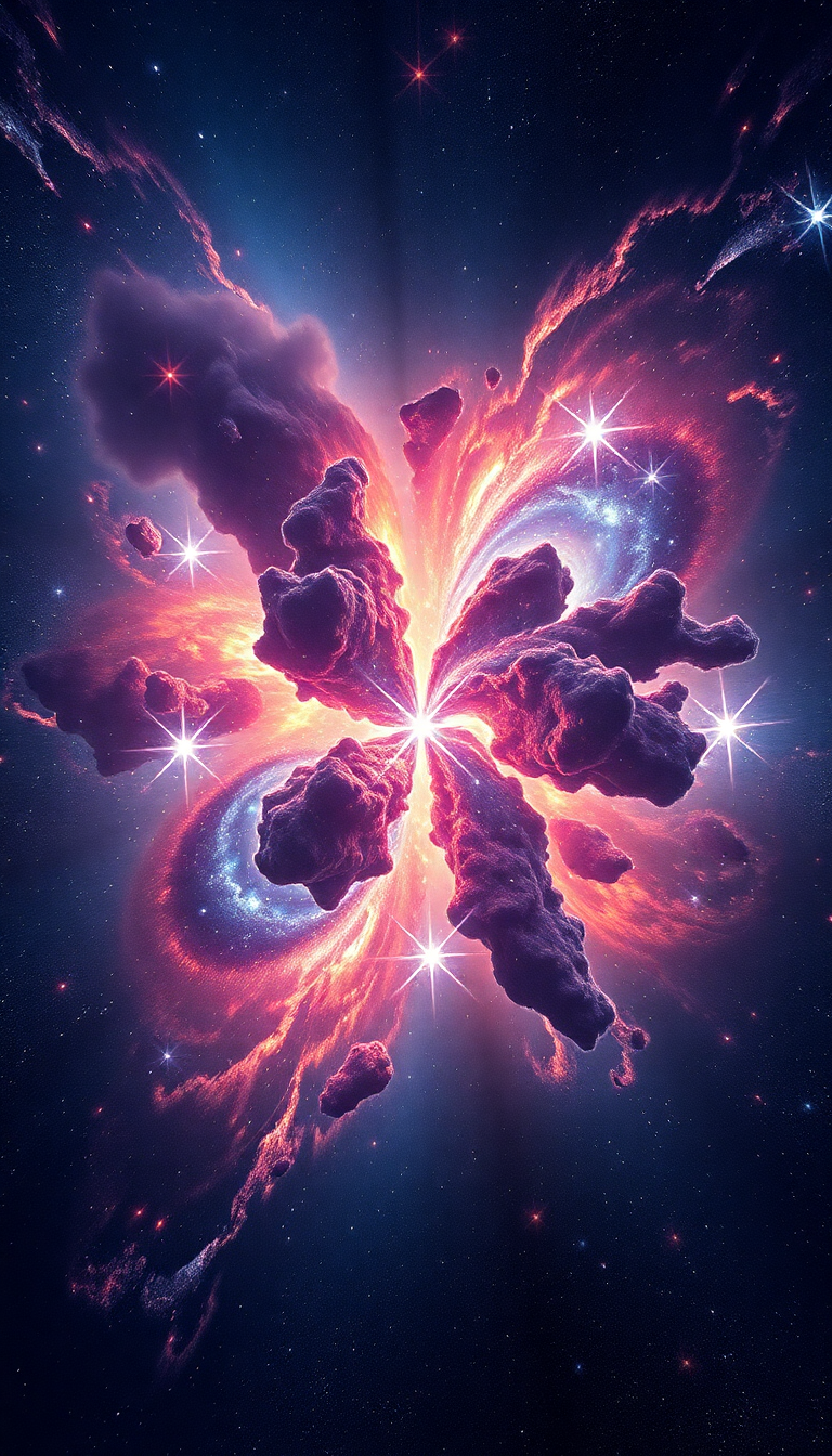 Colliding Galaxies Creating New Stars Digital art Wallpaper