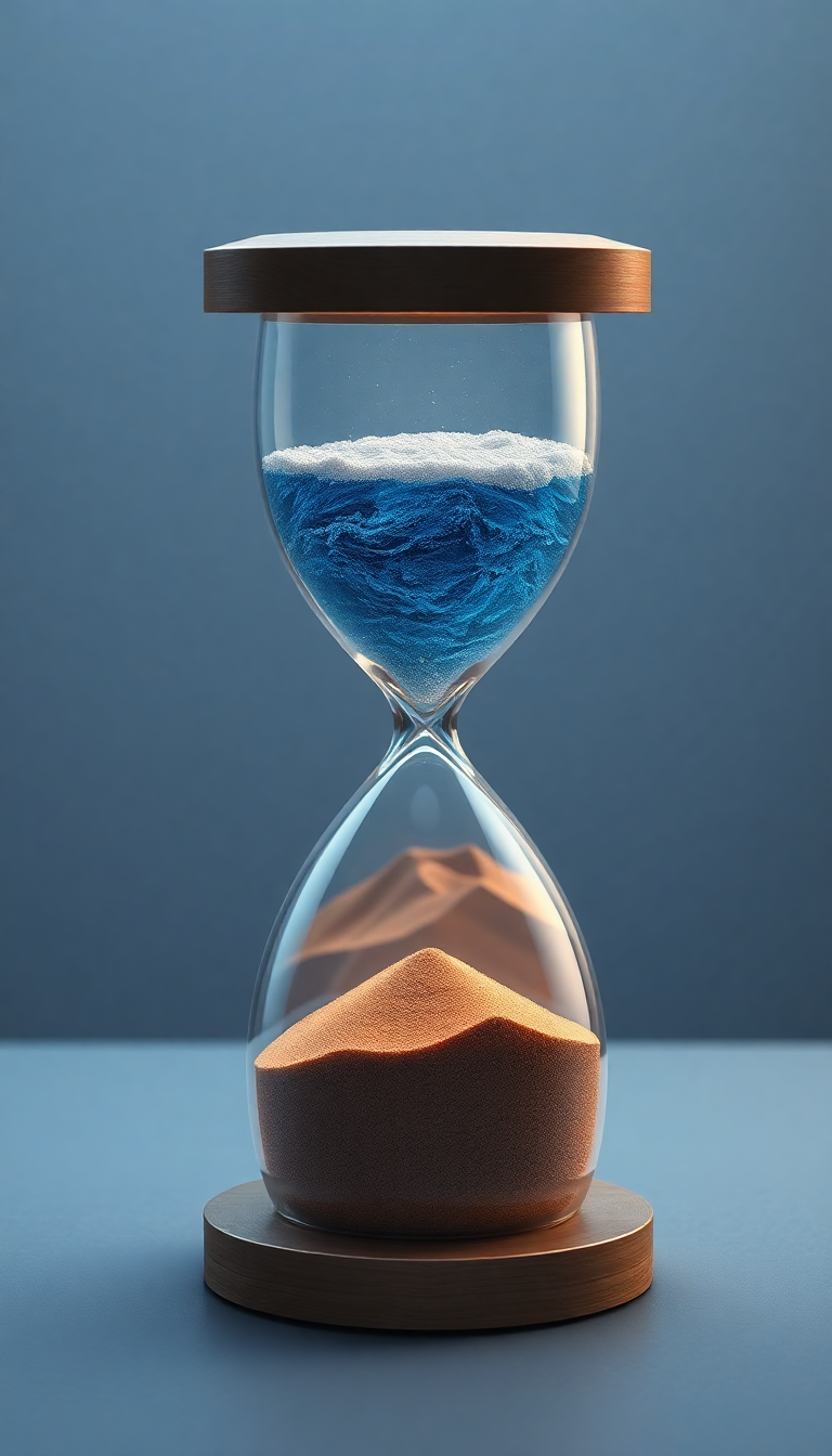 Hourglass Containing Ocean And Desert Digital art Wallpaper