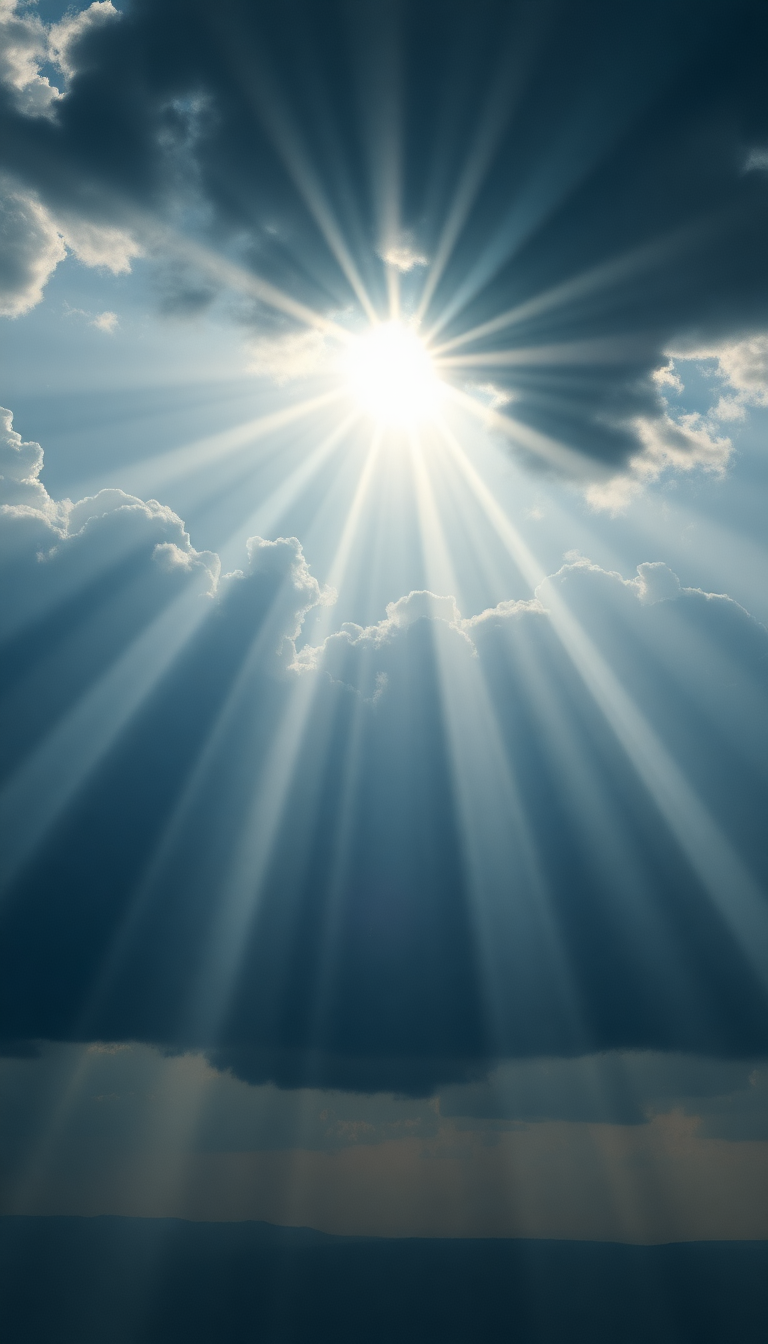 Sun Rays Through Storm Clouds Photorealistic Wallpaper