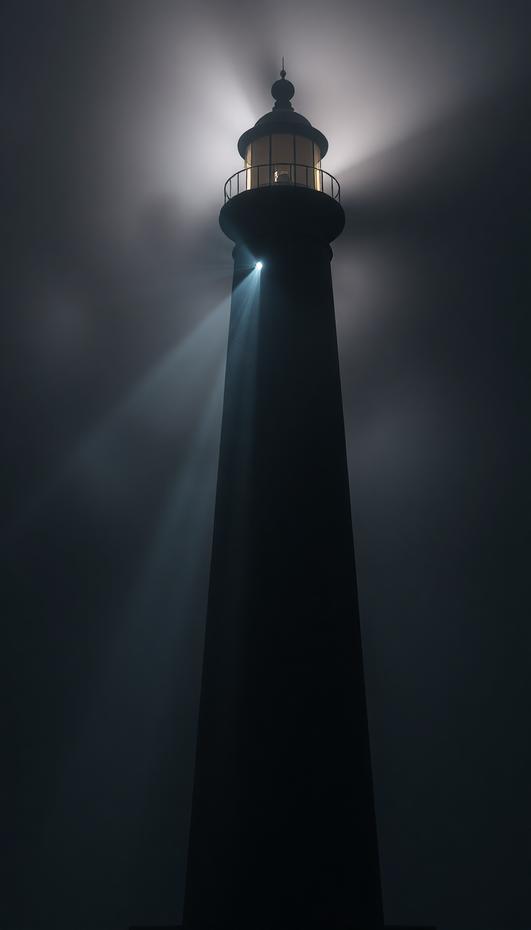 Old Lighthouse Beam Cutting Through Photorealistic Wallpaper
