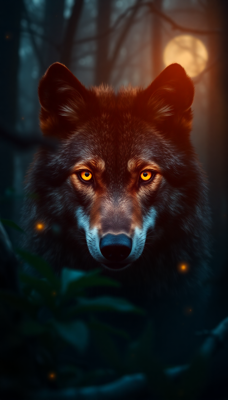 Wolf Eyes Glowing In Dark Digital art Wallpaper