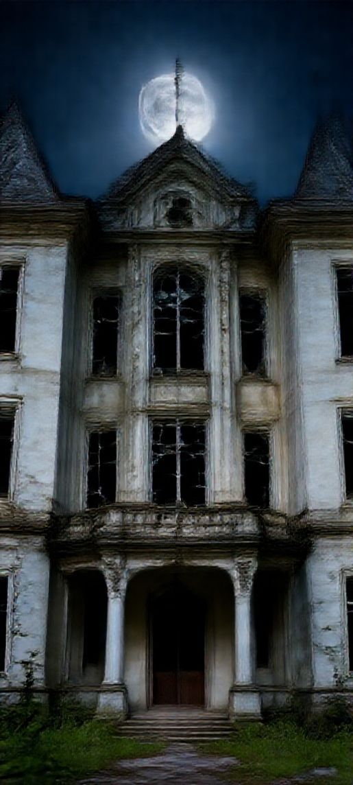 Abandoned Mansion Moonlight Through Broken Photorealistic Wallpaper
