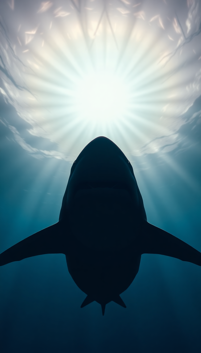 Shark Silhouette From Below Dramatic Photorealistic Wallpaper