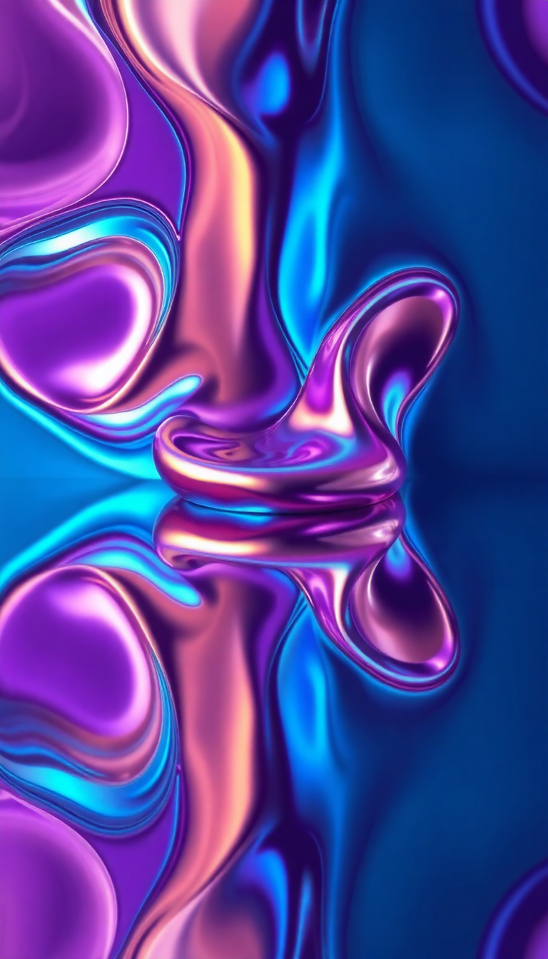 Liquid Chrome Morphing Shapes Reflective Digital art Wallpaper