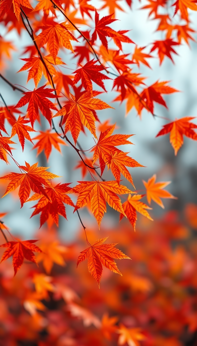 Autumn Leaves Falling Maple Red Photorealistic Wallpaper