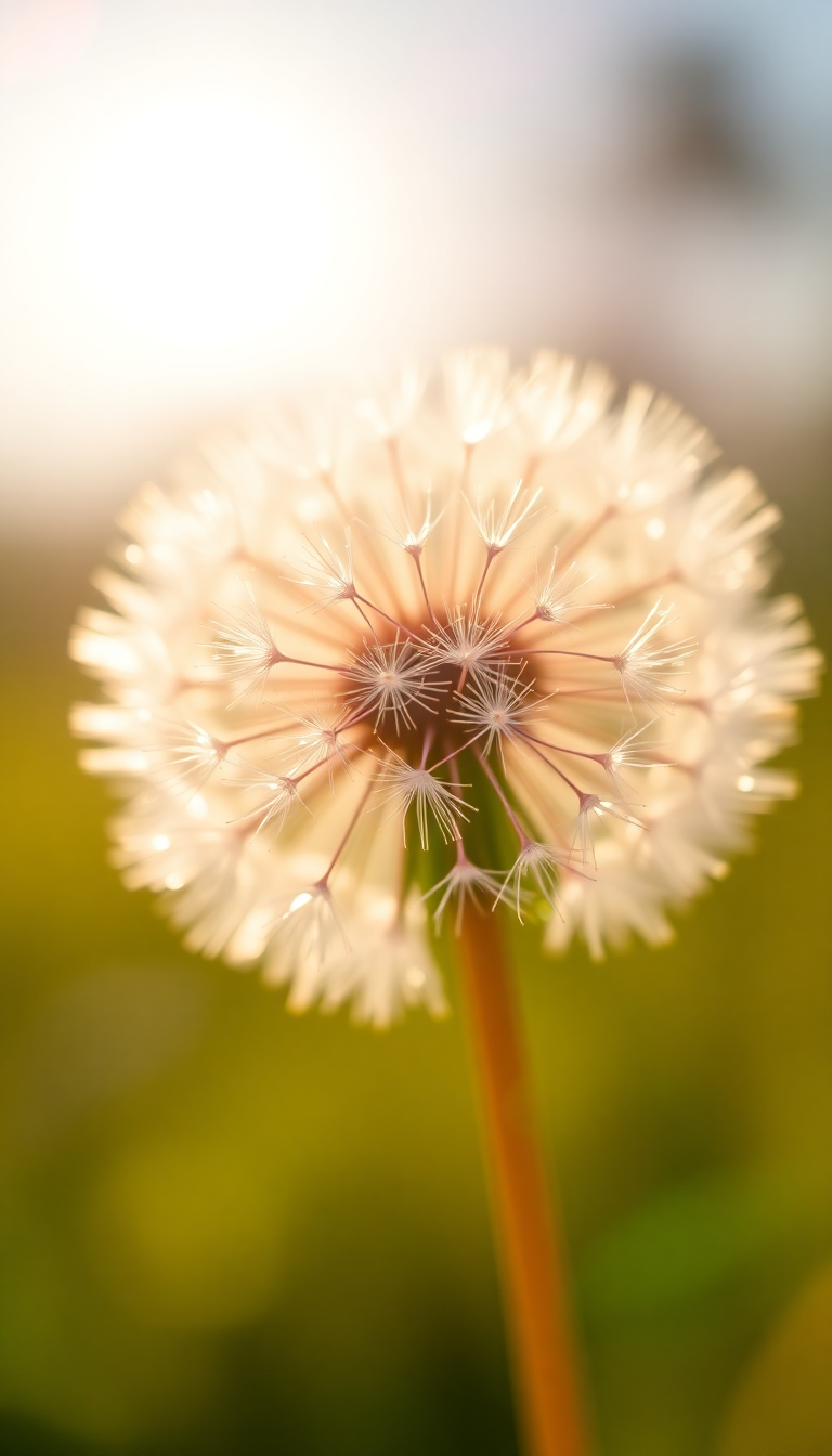 Dandelion Seeds Floating In Golden Aesthetic Wallpaper