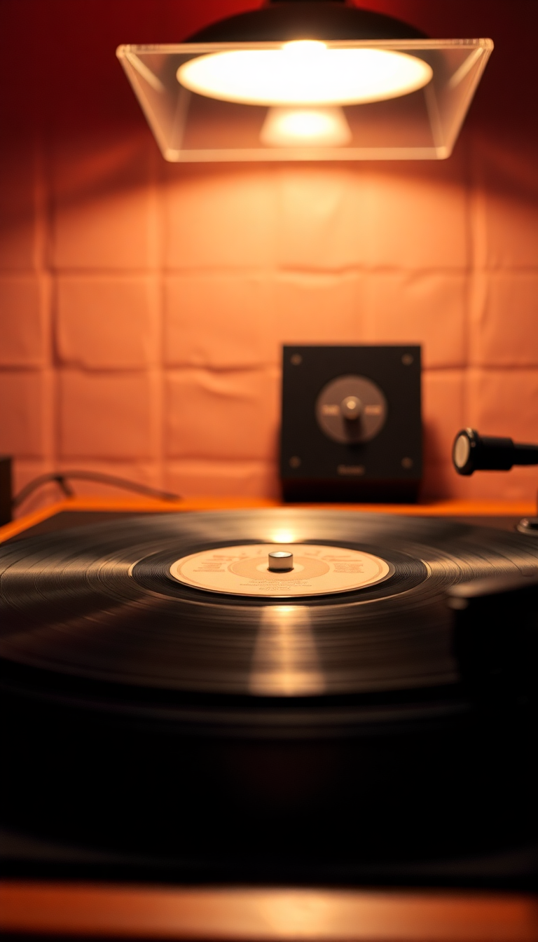 Vinyl Record Player Warm Lighting Photorealistic Wallpaper