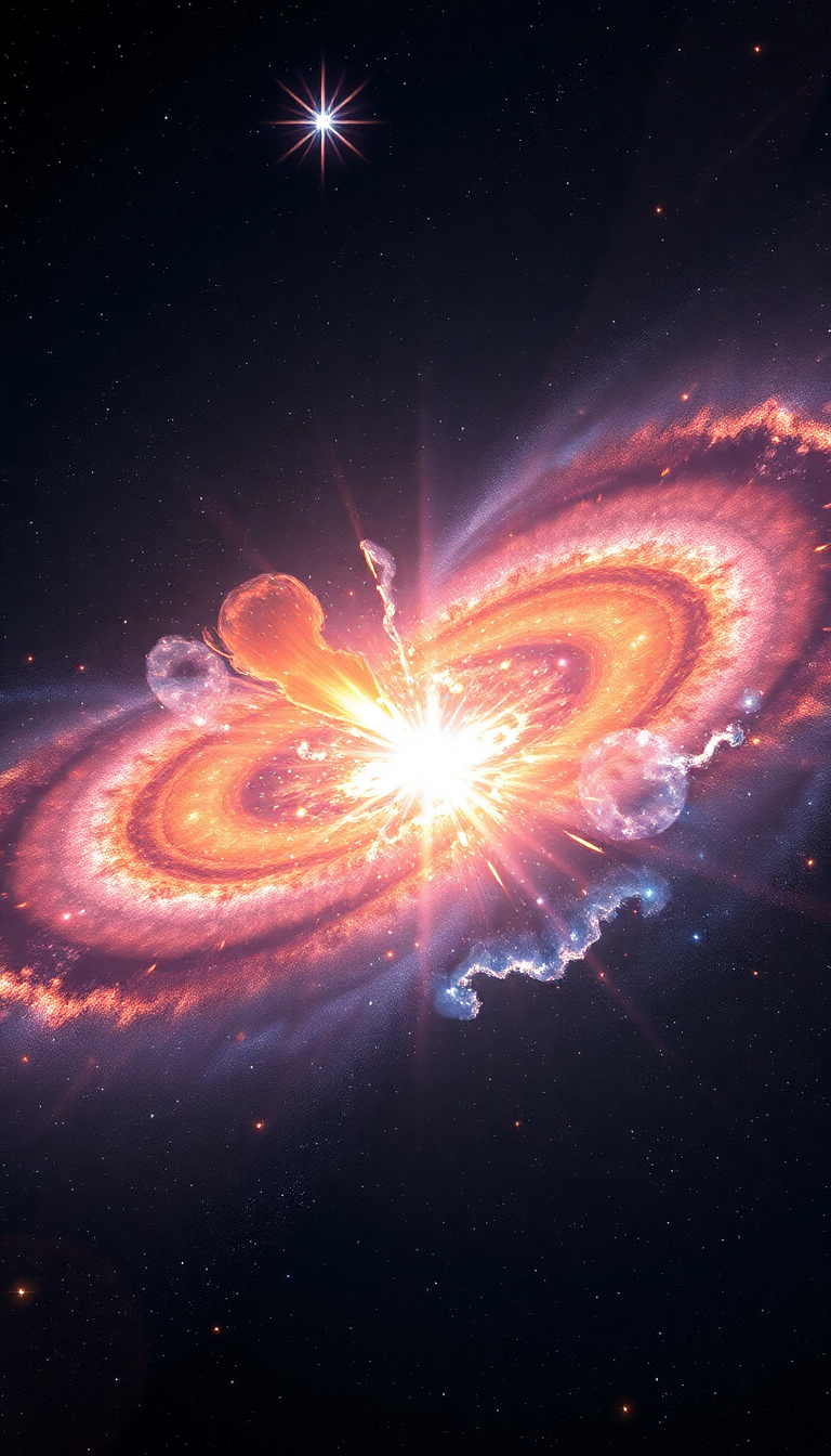 Colliding Galaxies Creating New Stars Digital art Wallpaper