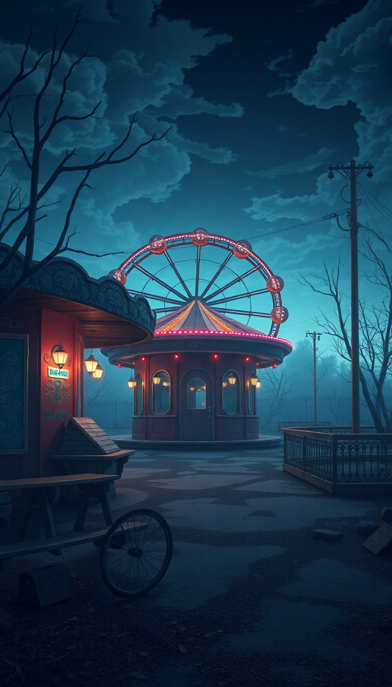 Abandoned Amusement Park Anime Eerie Anime Wallpaper