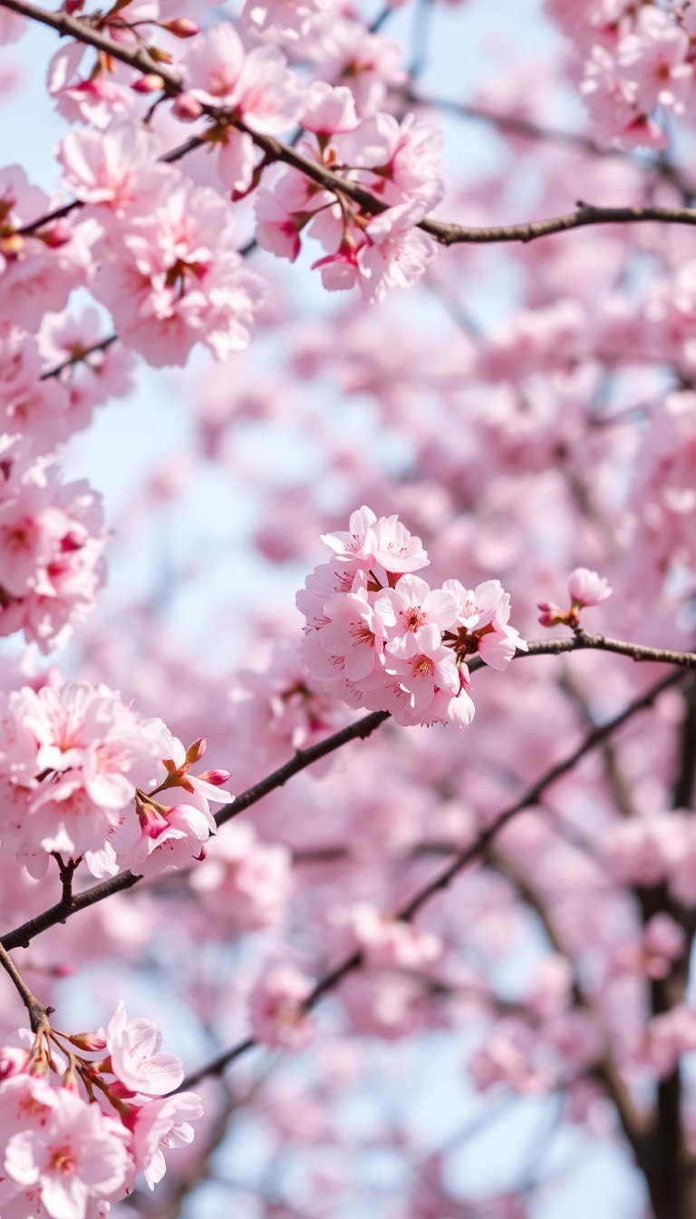 Spring Cherry Blossoms Japan Peak Photorealistic Wallpaper