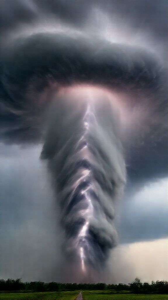 Supercell Thunderstorm Dramatic Tornado Forming Photorealistic Wallpaper