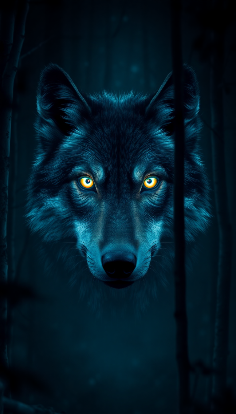 Wolf Eyes Glowing In Dark Digital art Wallpaper