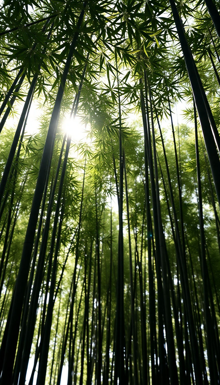 Bamboo Grove Swaying In Wind Minimalist Wallpaper