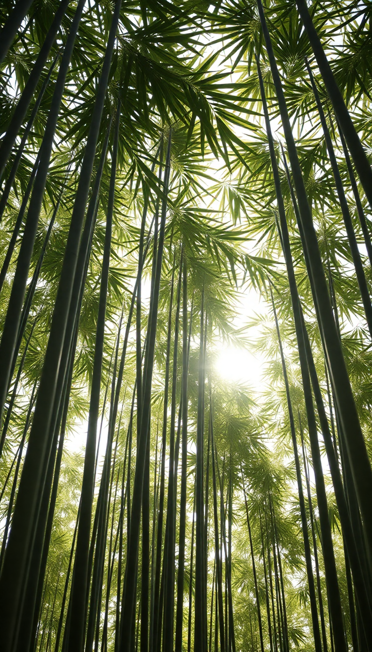 Bamboo Grove Swaying In Wind Minimalist Wallpaper