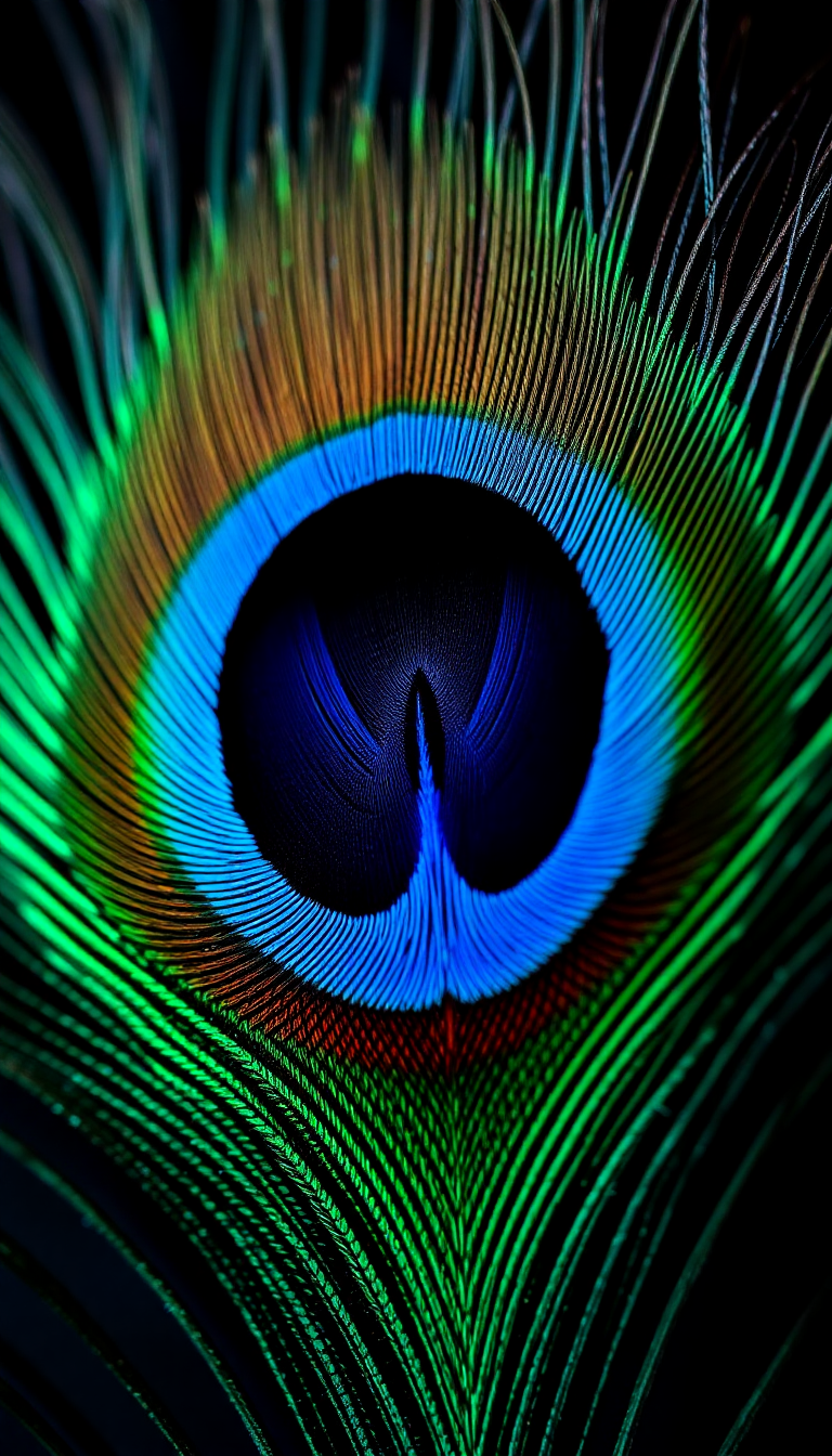 Peacock Feather Macro Iridescent Eye Photorealistic Wallpaper