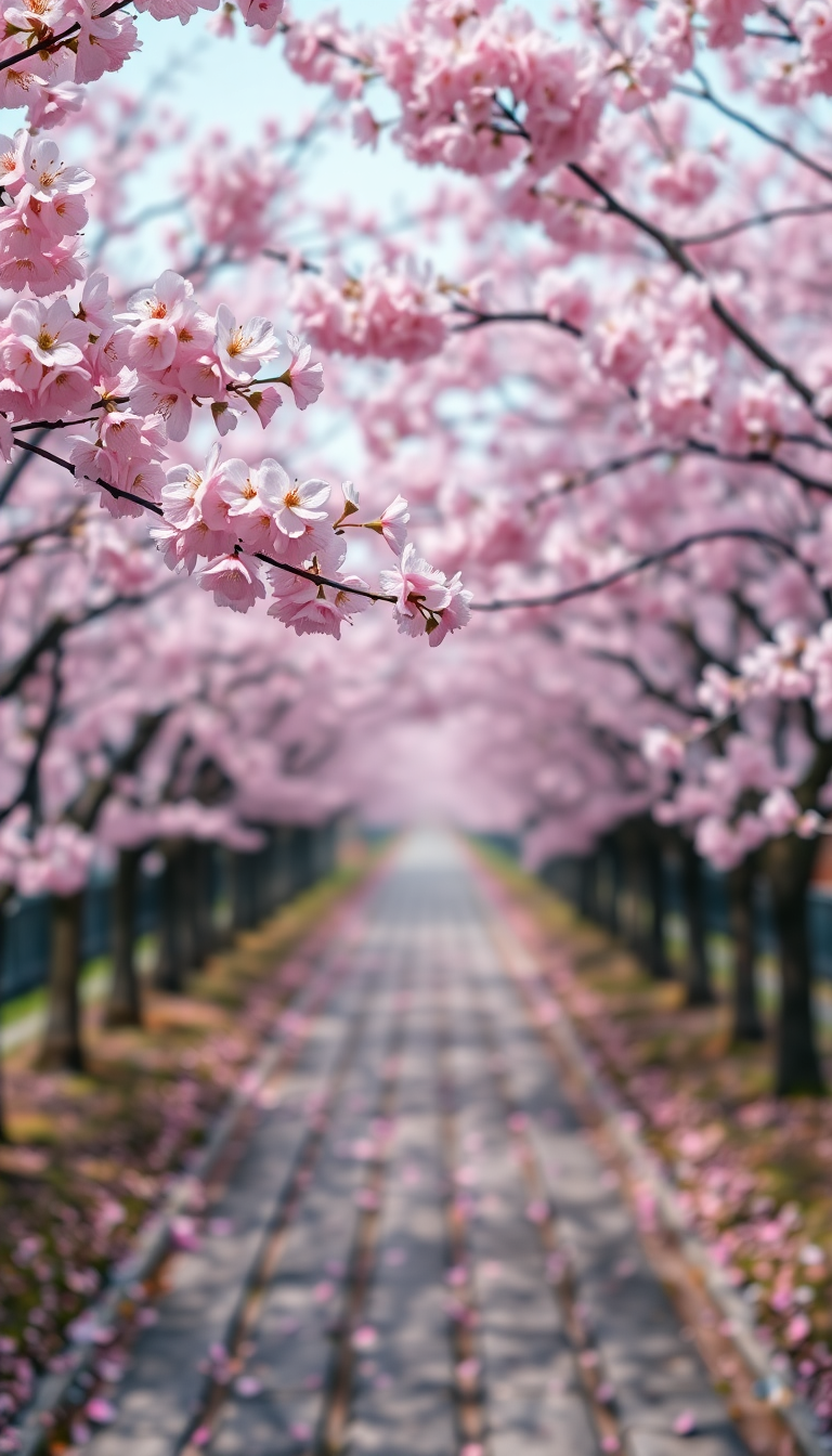 Spring Cherry Blossoms Japan Peak Photorealistic Wallpaper