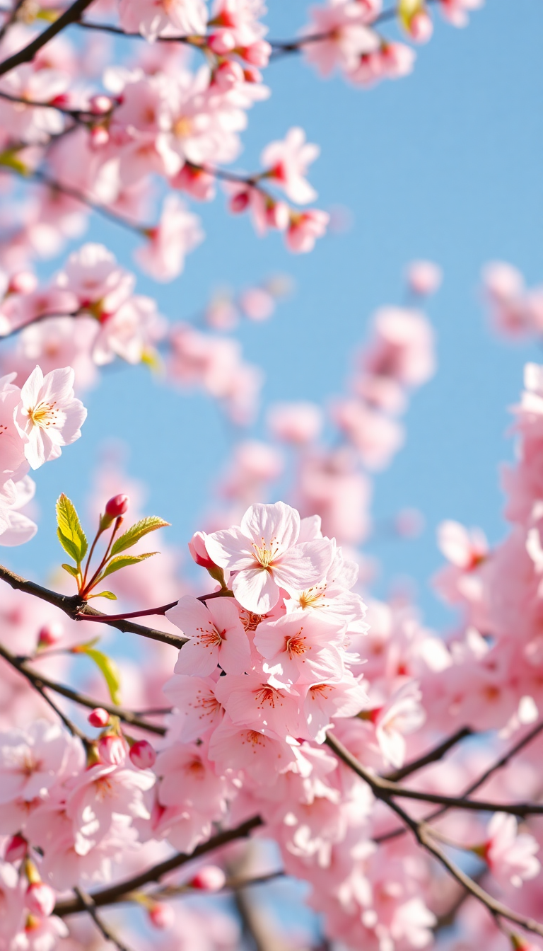 Spring Cherry Blossoms Japan Peak Photorealistic Wallpaper