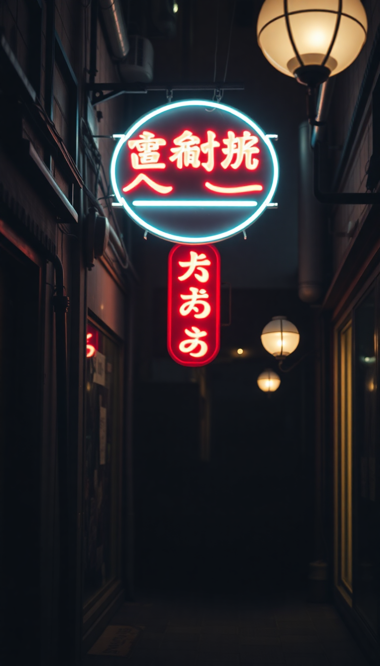 Neon Sign Flickering Dark Alley Aesthetic Wallpaper